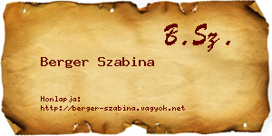 Berger Szabina névjegykártya